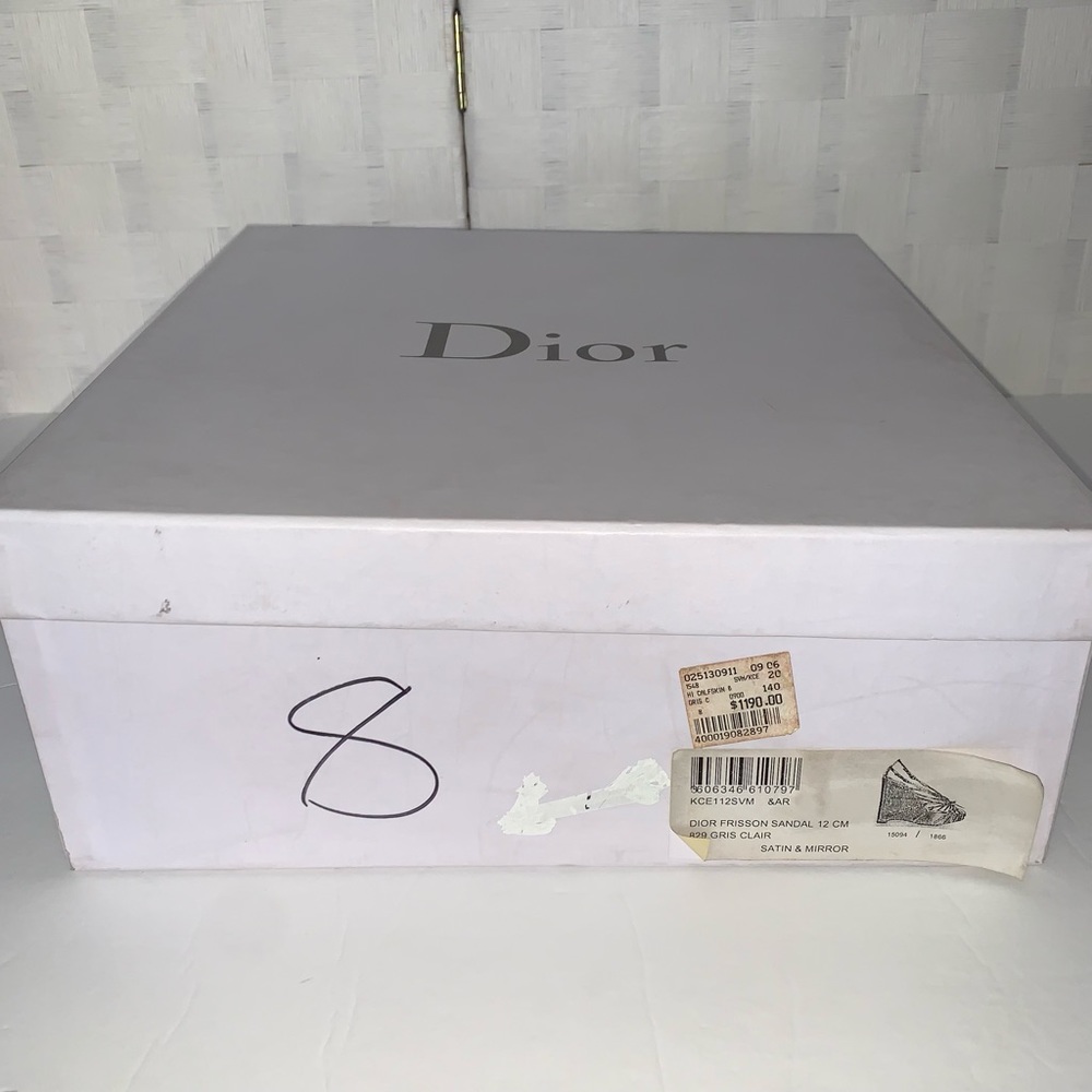 CHRISTIAN DIOR Gold Frisson Hi Calfskin 829 Gris Clair Strapy Platform S… - Picture 12 of 12